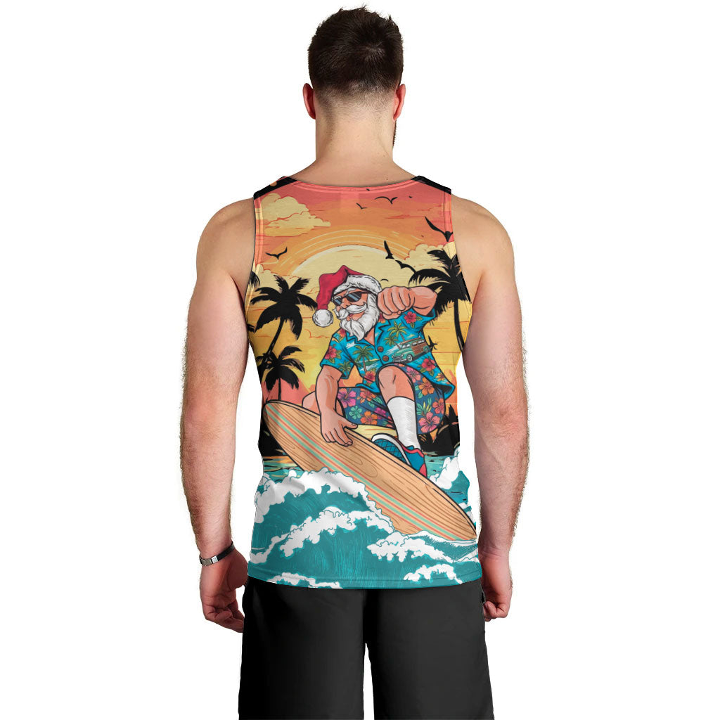 Vintage Santa Claus Surfing Summer Men Tank Top Mele Kalikimaka i Iulai!