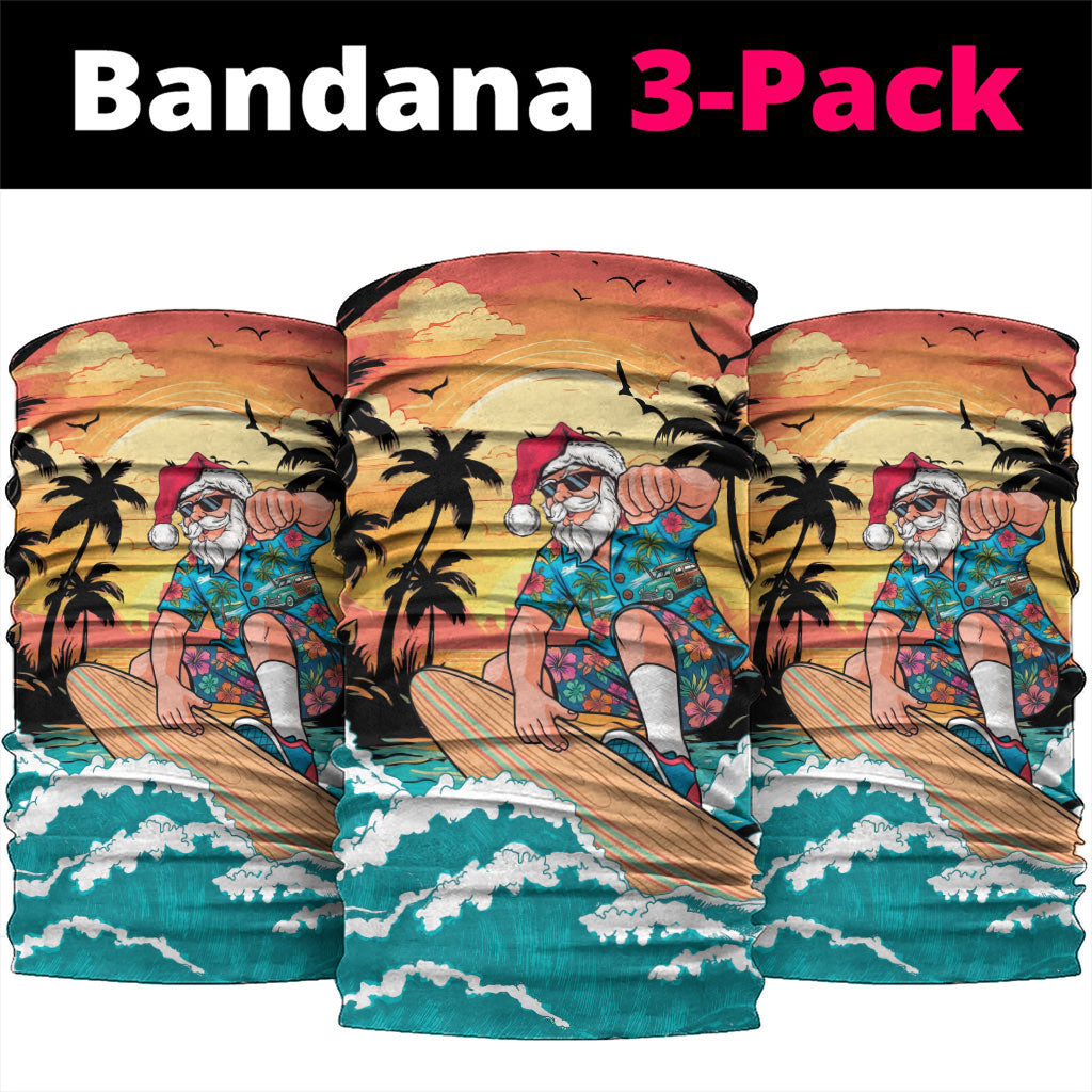 Vintage Santa Claus Surfing Summer Neck Gaiter Mele Kalikimaka i Iulai! LT9 package One Size: 25*50cm Black - Polynesian Pride