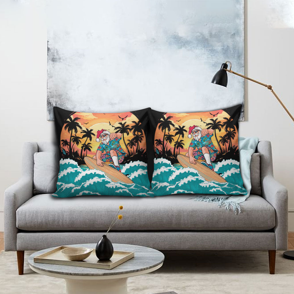 Vintage Santa Claus Surfing Summer Pillow Cover Mele Kalikimaka i Iulai! LT9 - Polynesian Pride