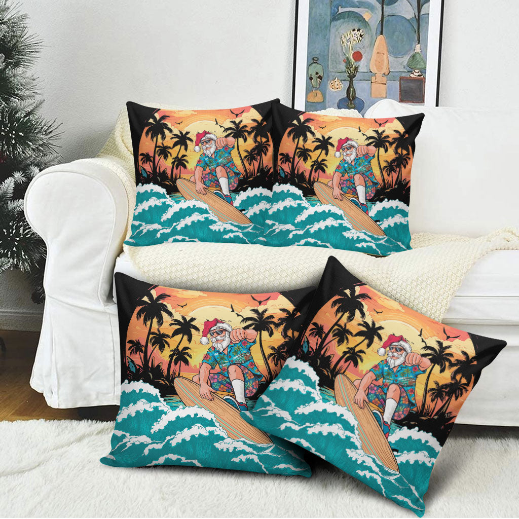Vintage Santa Claus Surfing Summer Pillow Cover Mele Kalikimaka i Iulai! LT9 - Polynesian Pride