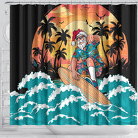 Vintage Santa Claus Surfing Summer Shower Curtain Mele Kalikimaka i Iulai!