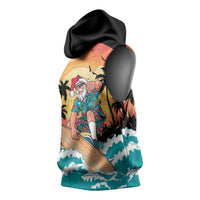 Vintage Santa Claus Surfing Summer Sleeveless Hoodie Mele Kalikimaka i Iulai! LT9 - Polynesian Pride