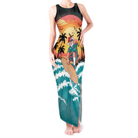 Vintage Santa Claus Surfing Summer Tank Maxi Dress Mele Kalikimaka i Iulai!