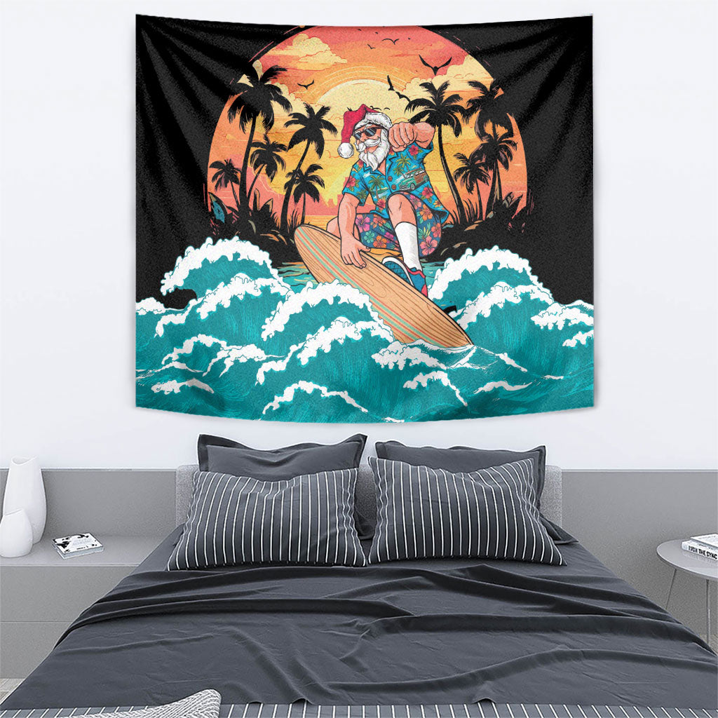 Vintage Santa Claus Surfing Summer Tapestry Mele Kalikimaka i Iulai!