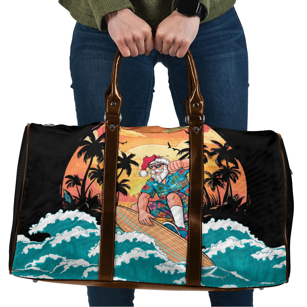 Vintage Santa Claus Surfing Summer Travel Bag Mele Kalikimaka i Iulai! LT9 Black - Polynesian Pride