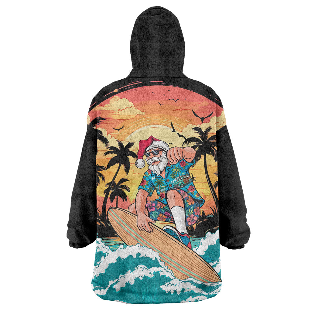 Vintage Santa Claus Surfing Summer Wearable Blanket Hoodie Mele Kalikimaka i Iulai! LT9 - Polynesian Pride