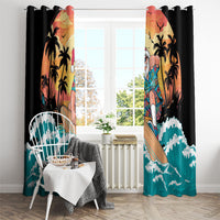 Vintage Santa Claus Surfing Summer Window Curtain Mele Kalikimaka i Iulai!