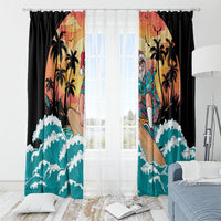 Vintage Santa Claus Surfing Summer Window Curtain Mele Kalikimaka i Iulai!