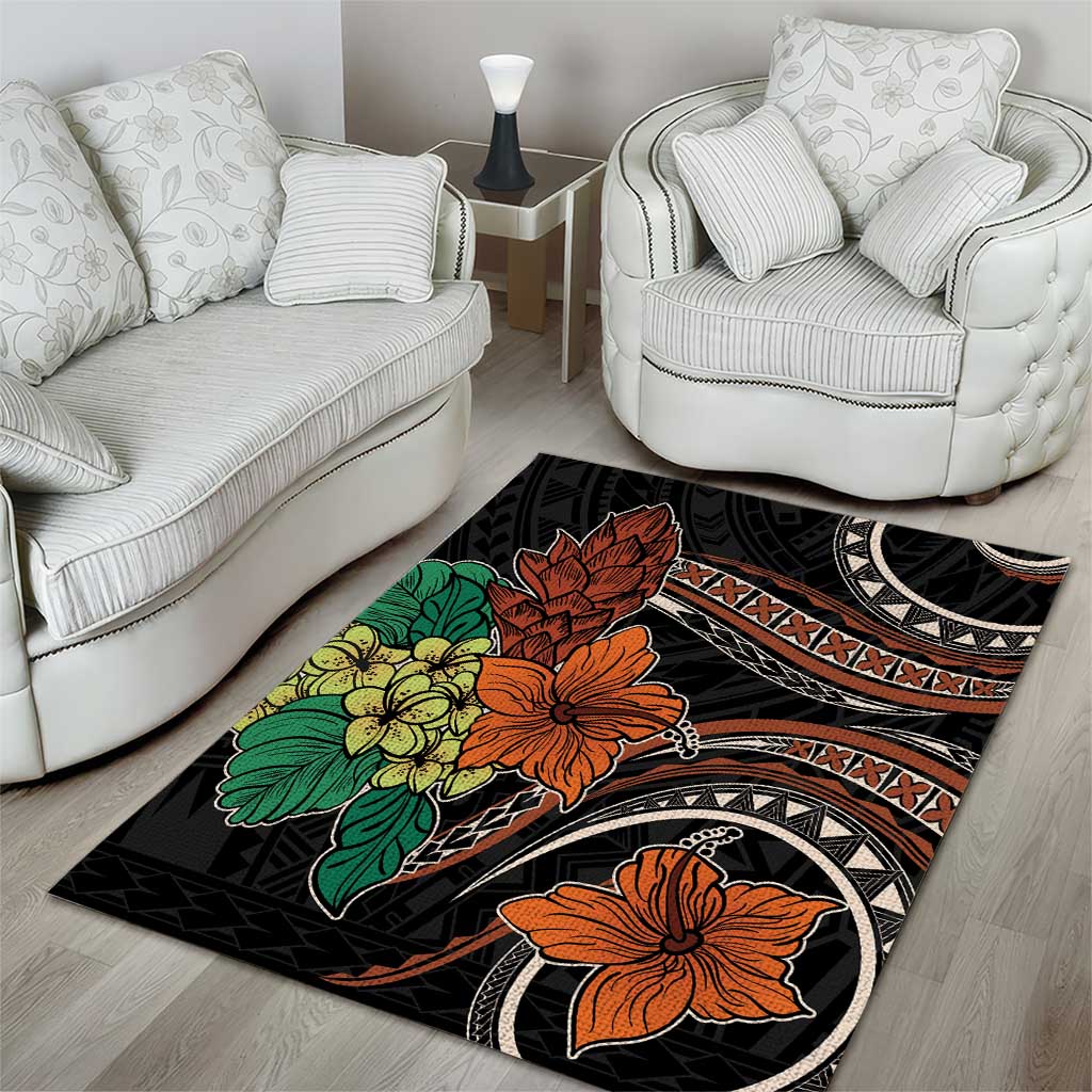 Vintage Hibiscus Pacific Floral Area Rug