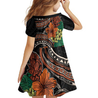 Vintage Hibiscus Pacific Floral Family Matching Off The Shoulder Long Sleeve Dress and Hawaiian Shirt LT9 - Polynesian Pride