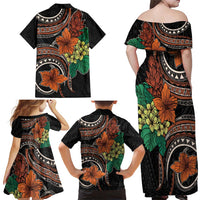 Vintage Hibiscus Pacific Floral Family Matching Off Shoulder Maxi Dress and Hawaiian Shirt LT9 - Polynesian Pride