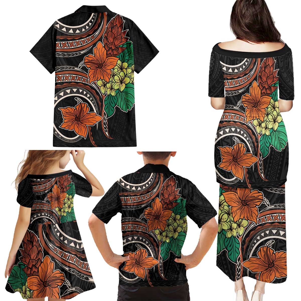 Vintage Hibiscus Pacific Floral Family Matching Puletasi and Hawaiian Shirt LT9 - Polynesian Pride