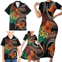 Vintage Hibiscus Pacific Floral Family Matching Short Sleeve Bodycon Dress and Hawaiian Shirt LT9 - Polynesian Pride
