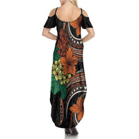Vintage Hibiscus Pacific Floral Family Matching Summer Maxi Dress and Hawaiian Shirt LT9 - Polynesian Pride
