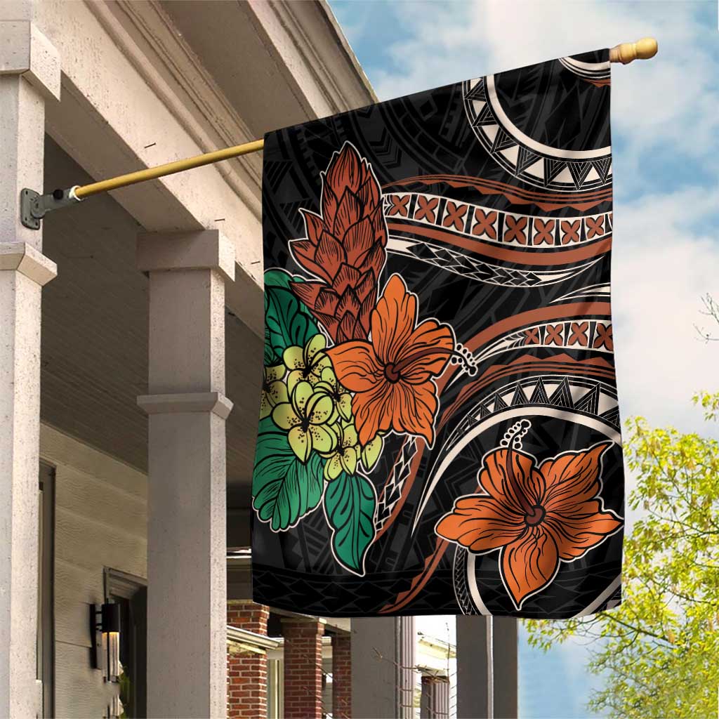 Vintage Hibiscus Pacific Floral Garden Flag LT9 House Flag Black - Polynesian Pride