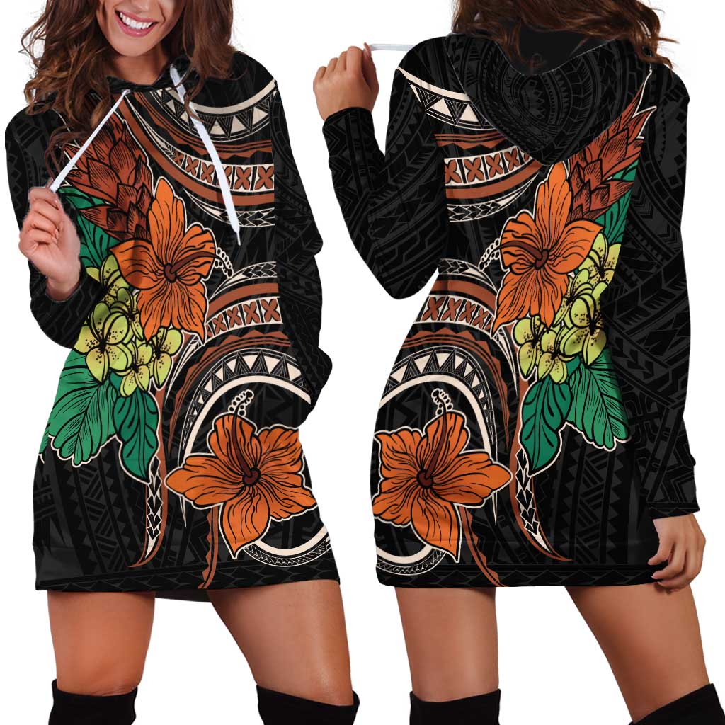 Vintage Hibiscus Pacific Floral Hoodie Dress LT9 - Polynesian Pride