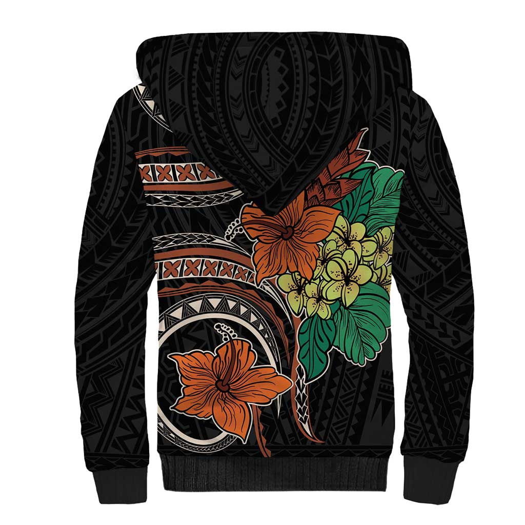 Vintage Hibiscus Pacific Floral Sherpa Hoodie LT9 - Polynesian Pride