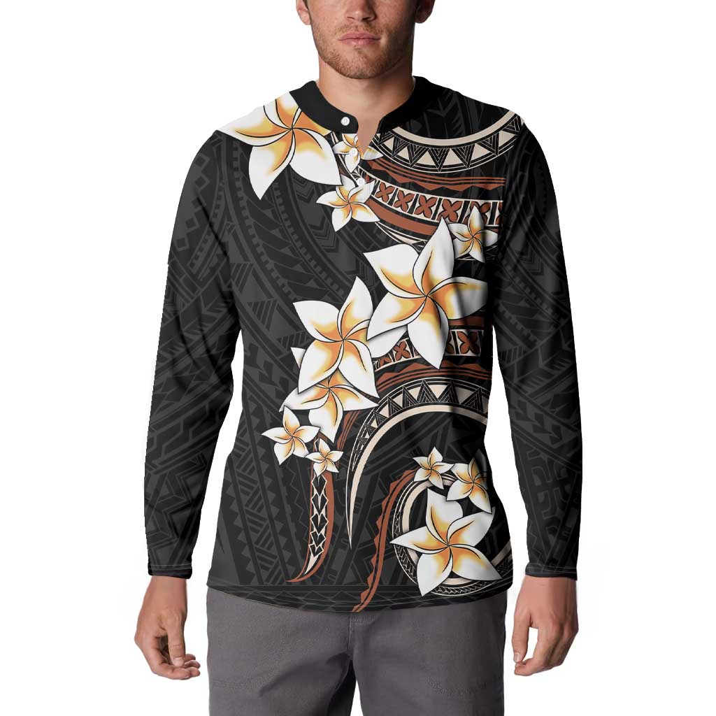 Vintage Plumeria Pacific Floral Button Sweatshirt