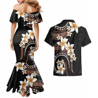 Vintage Plumeria Pacific Floral Couples Matching Mermaid Dress and Hawaiian Shirt LT9 - Polynesian Pride
