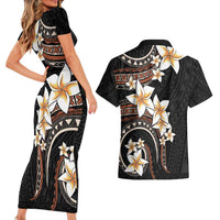 Vintage Plumeria Pacific Floral Couples Matching Short Sleeve Bodycon Dress and Hawaiian Shirt LT9 - Polynesian Pride