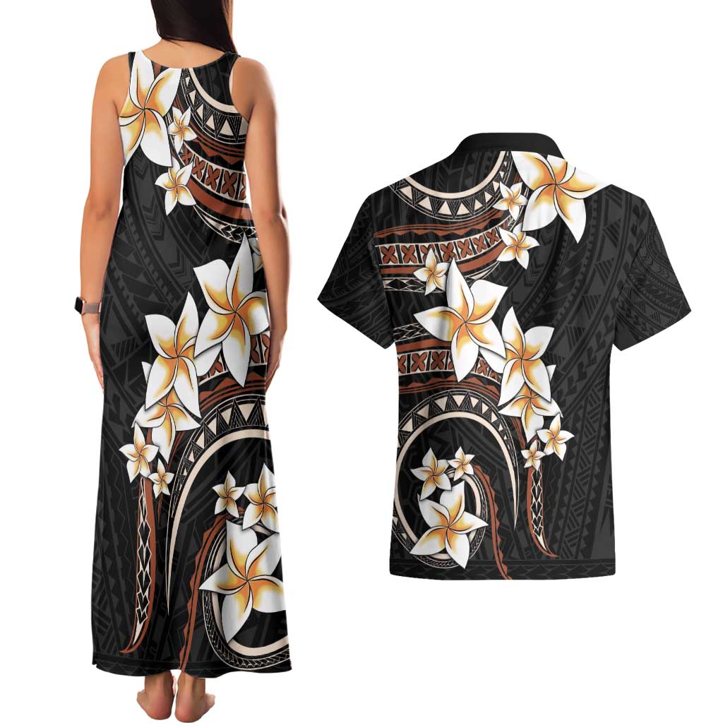 Vintage Plumeria Pacific Floral Couples Matching Tank Maxi Dress and Hawaiian Shirt LT9 - Polynesian Pride