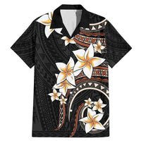 Vintage Plumeria Pacific Floral Family Matching Mermaid Dress and Hawaiian Shirt LT9 Dad's Shirt - Short Sleeve Black - Polynesian Pride