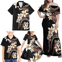 Vintage Plumeria Pacific Floral Family Matching Off Shoulder Maxi Dress and Hawaiian Shirt LT9 - Polynesian Pride