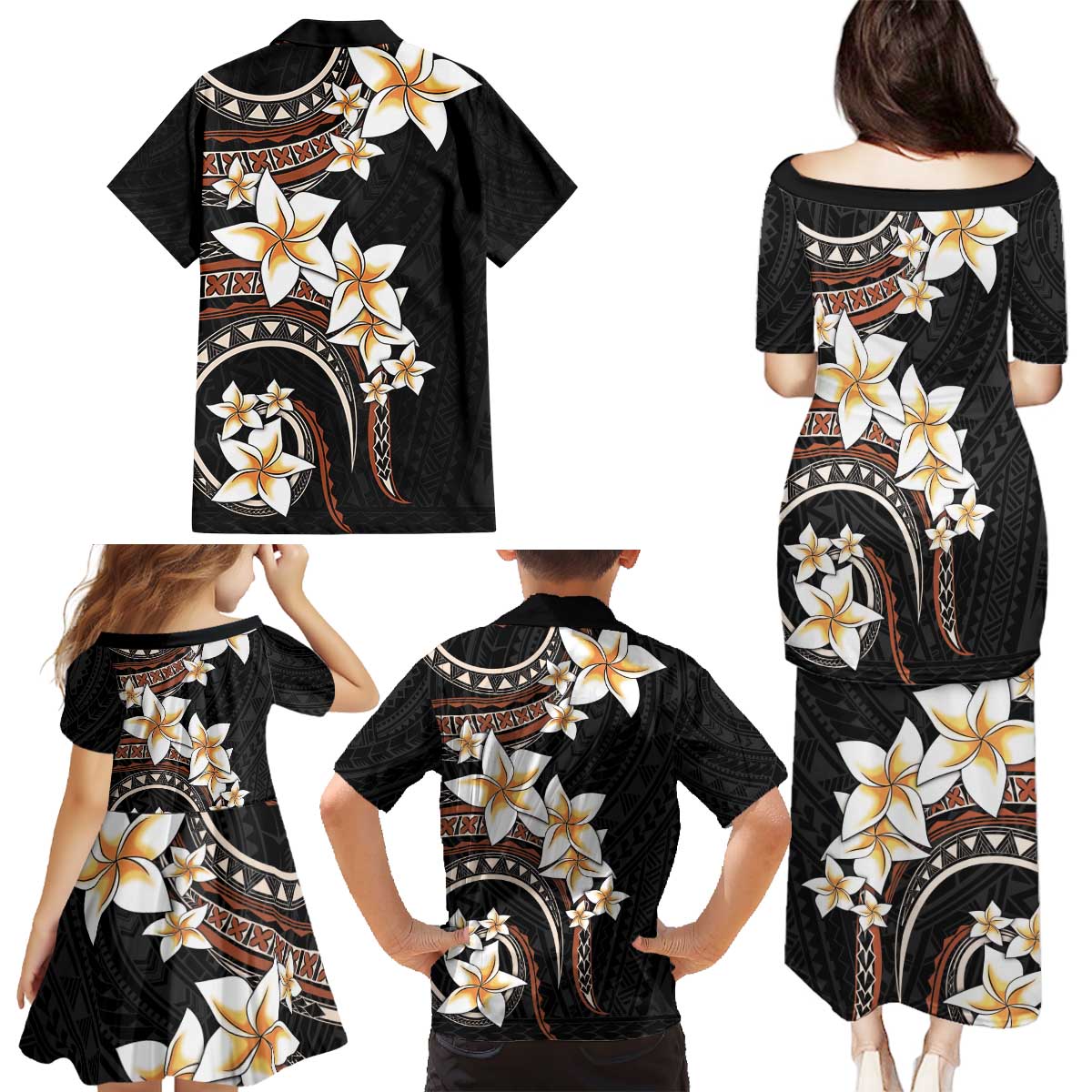 Vintage Plumeria Pacific Floral Family Matching Puletasi and Hawaiian Shirt LT9 - Polynesian Pride