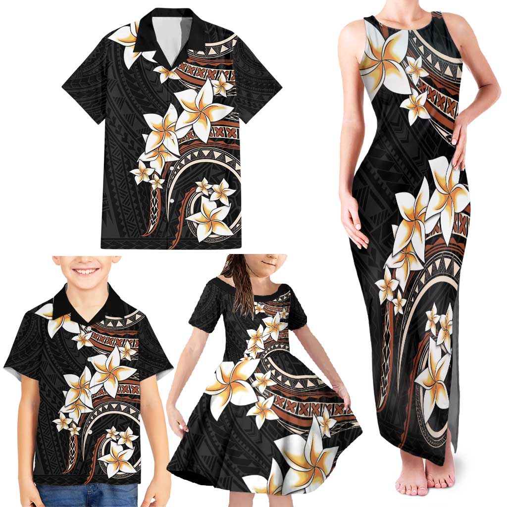 Vintage Plumeria Pacific Floral Family Matching Tank Maxi Dress and Hawaiian Shirt LT9 - Polynesian Pride