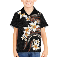 Vintage Plumeria Pacific Floral Kid Hawaiian Shirt LT9 Kid Black - Polynesian Pride