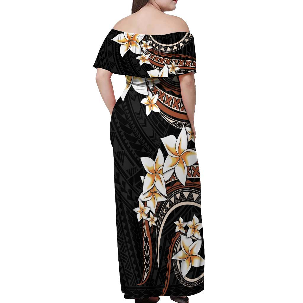 Vintage Plumeria Pacific Floral Off Shoulder Maxi Dress LT9 - Polynesian Pride