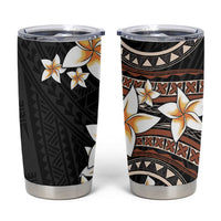 Vintage Plumeria Pacific Floral Tumbler Cup LT9 Black - Polynesian Pride