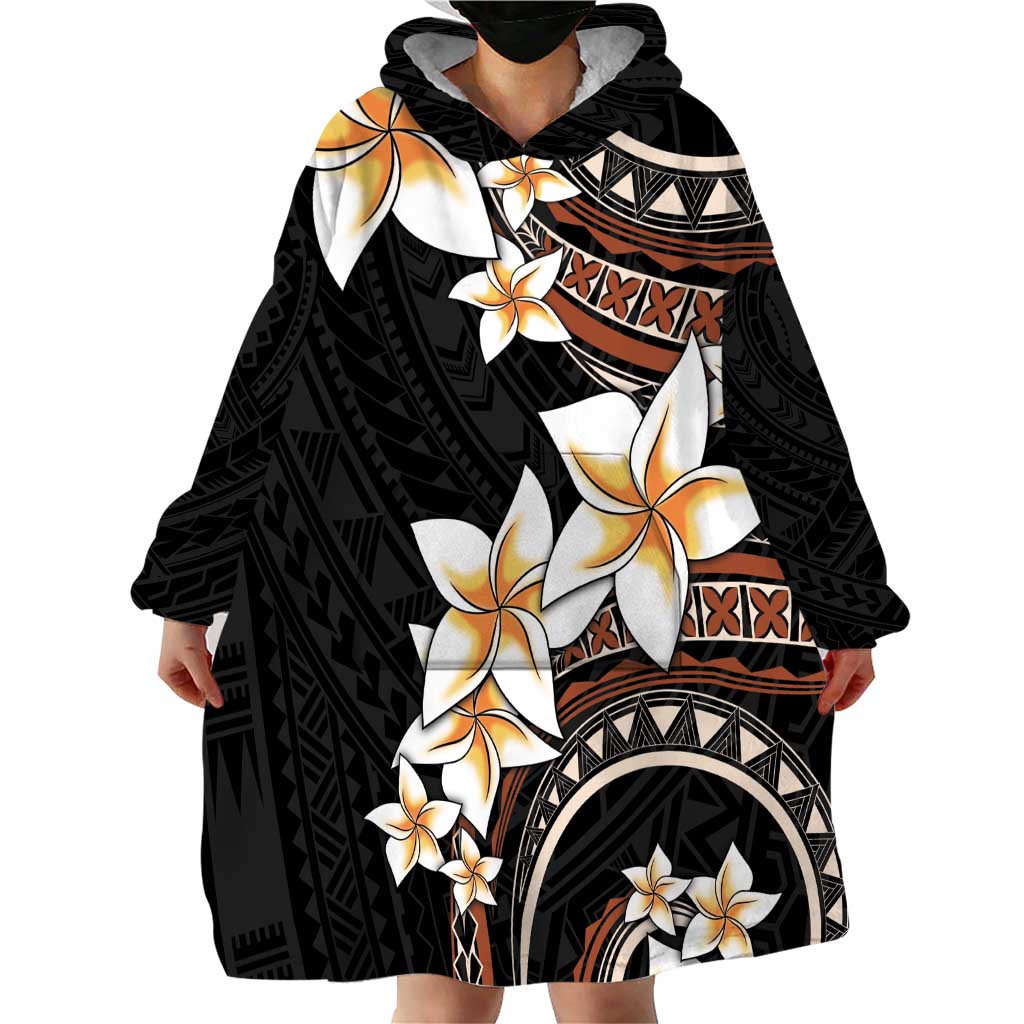 Vintage Plumeria Pacific Floral Wearable Blanket Hoodie LT9 - Polynesian Pride