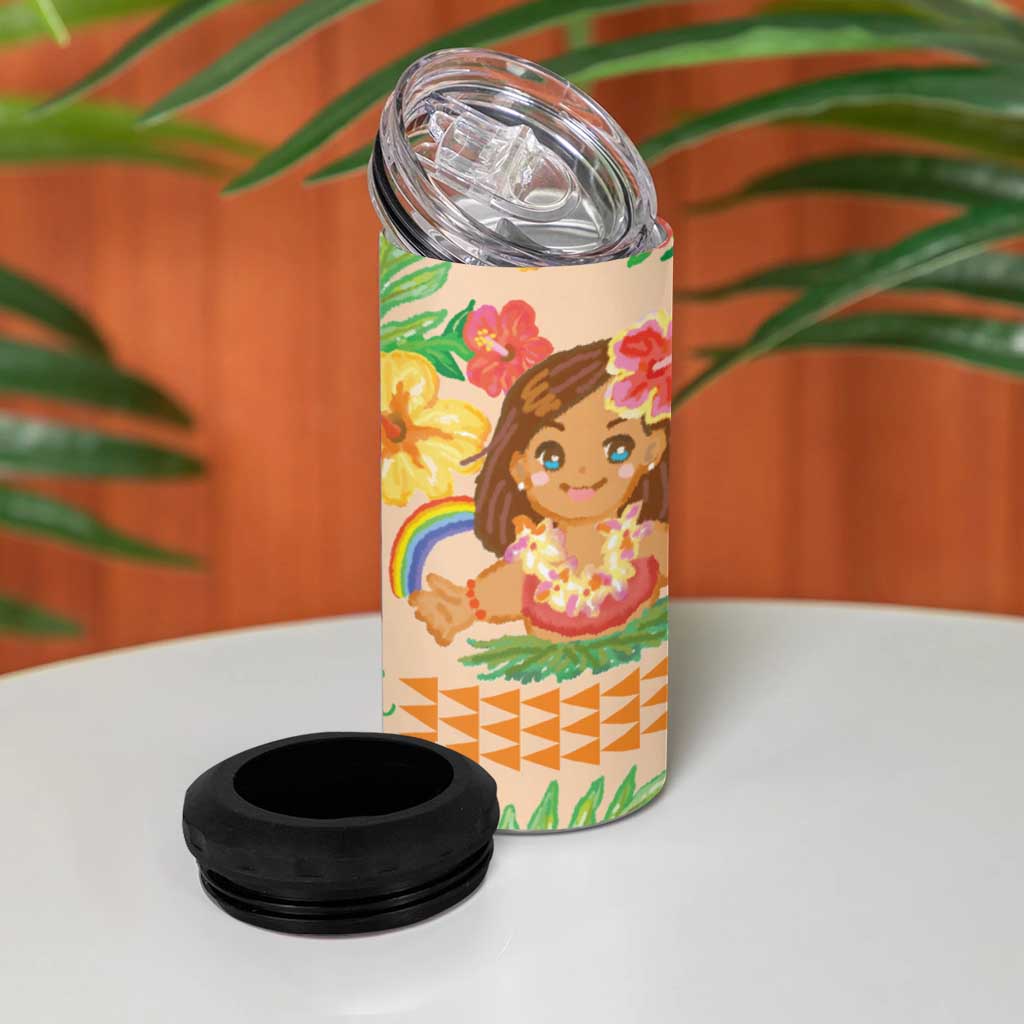 Kawaii Hula Girls 4 in 1 Can Cooler Tumbler Aloha Hibiscus Flowers LT9 - Polynesian Pride