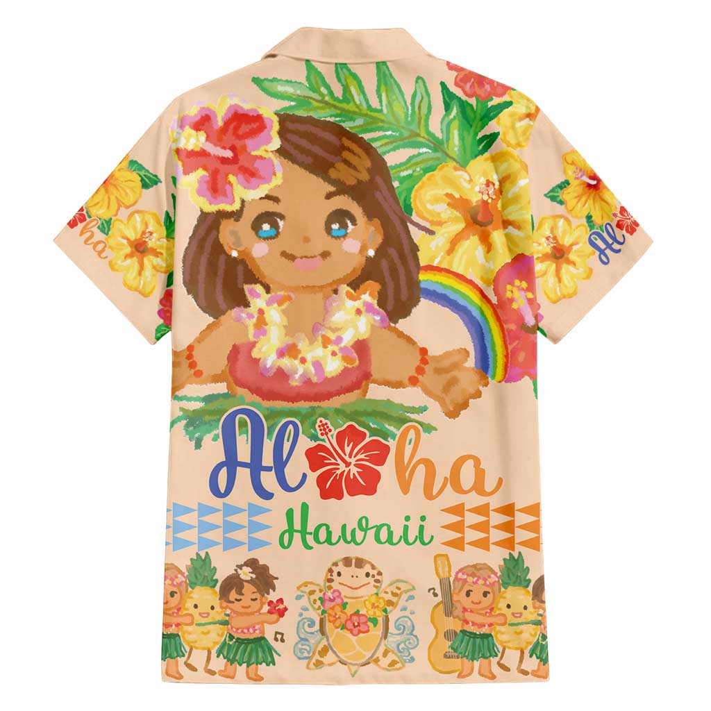 Kawaii Hula Girls Family Matching Long Sleeve Bodycon Dress and Hawaiian Shirt Aloha Hibiscus Flowers LT9 - Polynesian Pride