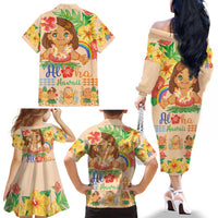 Kawaii Hula Girls Family Matching Off The Shoulder Long Sleeve Dress and Hawaiian Shirt Aloha Hibiscus Flowers LT9 - Polynesian Pride