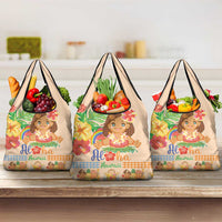 Kawaii Hula Girls Grocery Bag Aloha Hibiscus Flowers