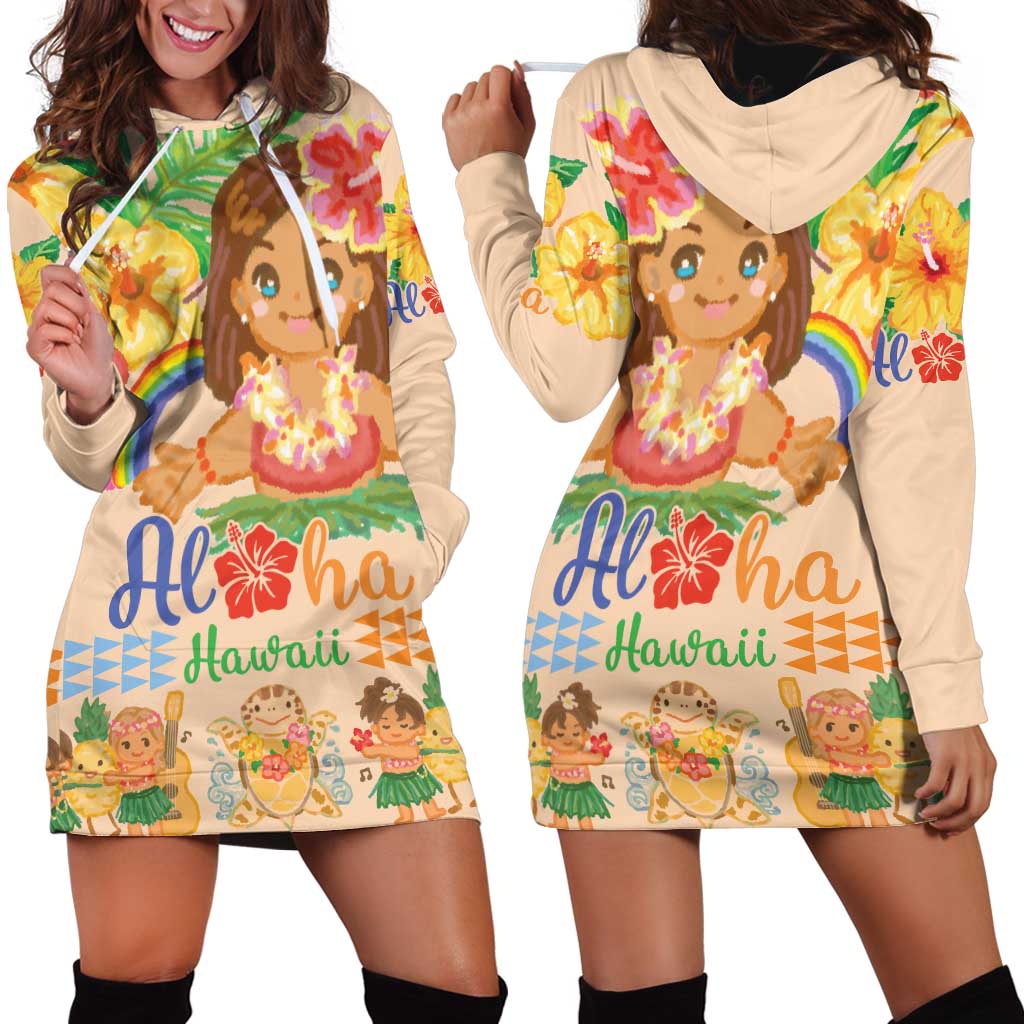 Kawaii Hula Girls Hoodie Dress Aloha Hibiscus Flowers LT9 - Polynesian Pride