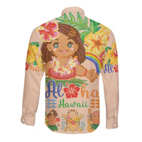 Kawaii Hula Girls Long Sleeve Button Shirt Aloha Hibiscus Flowers LT9 - Polynesian Pride