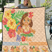 Kawaii Hula Girls Quilt Aloha Hibiscus Flowers LT9 Nude - Polynesian Pride