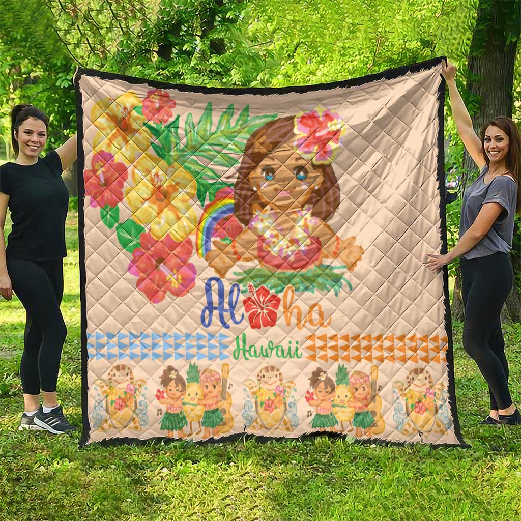 Kawaii Hula Girls Quilt Aloha Hibiscus Flowers LT9 - Polynesian Pride