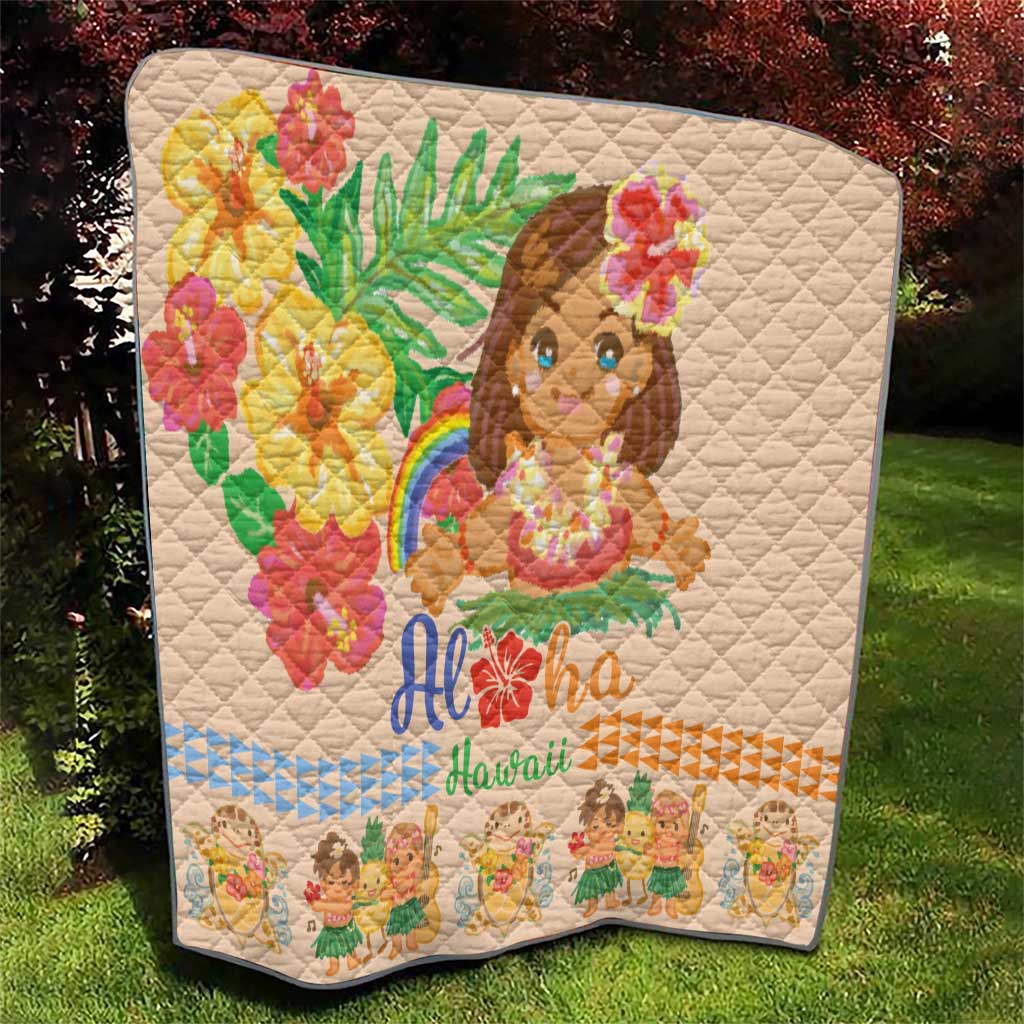 Kawaii Hula Girls Quilt Aloha Hibiscus Flowers LT9 - Polynesian Pride