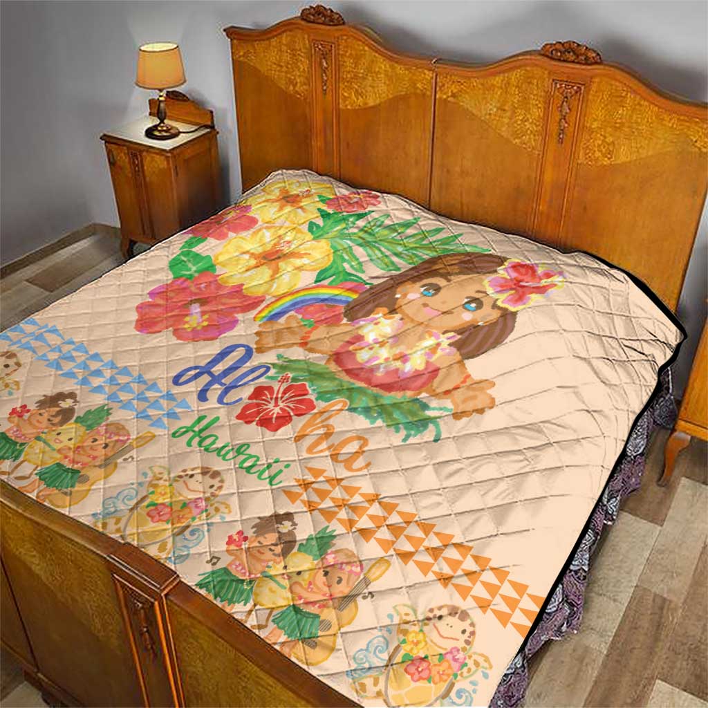 Kawaii Hula Girls Quilt Aloha Hibiscus Flowers LT9 - Polynesian Pride