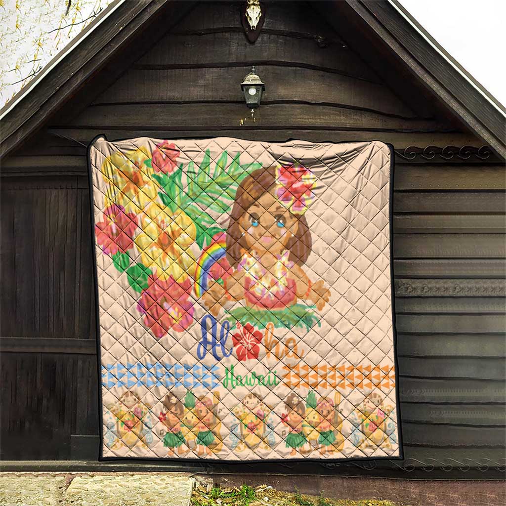 Kawaii Hula Girls Quilt Aloha Hibiscus Flowers LT9 - Polynesian Pride