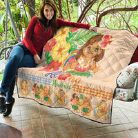 Kawaii Hula Girls Quilt Aloha Hibiscus Flowers LT9 - Polynesian Pride