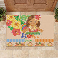 Kawaii Hula Girls Rubber Doormat Aloha Hibiscus Flowers