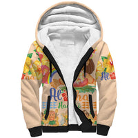 Kawaii Hula Girls Sherpa Hoodie Aloha Hibiscus Flowers LT9 Unisex Nude - Polynesian Pride
