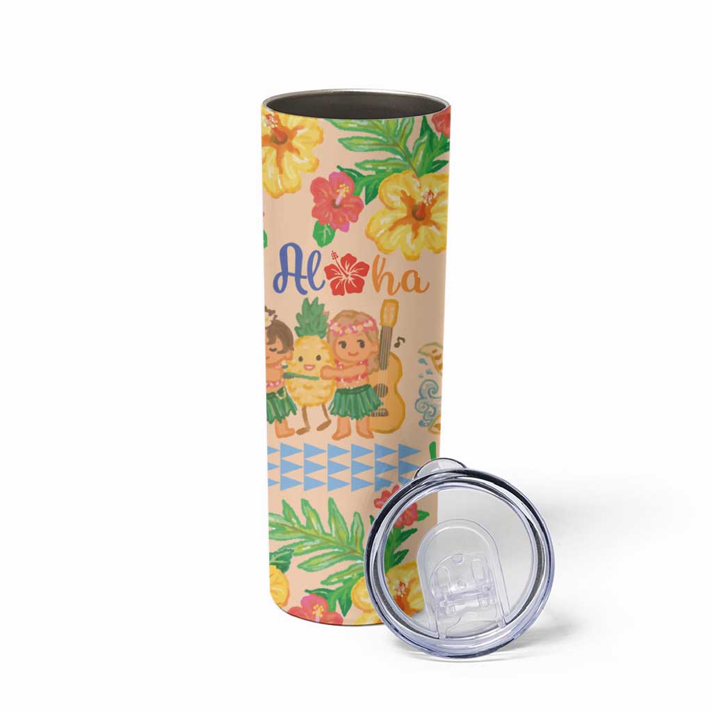 Kawaii Hula Girls Skinny Tumbler Aloha Hibiscus Flowers LT9 - Polynesian Pride