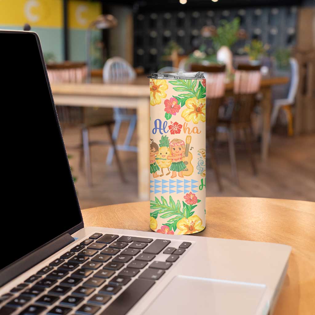 Kawaii Hula Girls Skinny Tumbler Aloha Hibiscus Flowers LT9 - Polynesian Pride