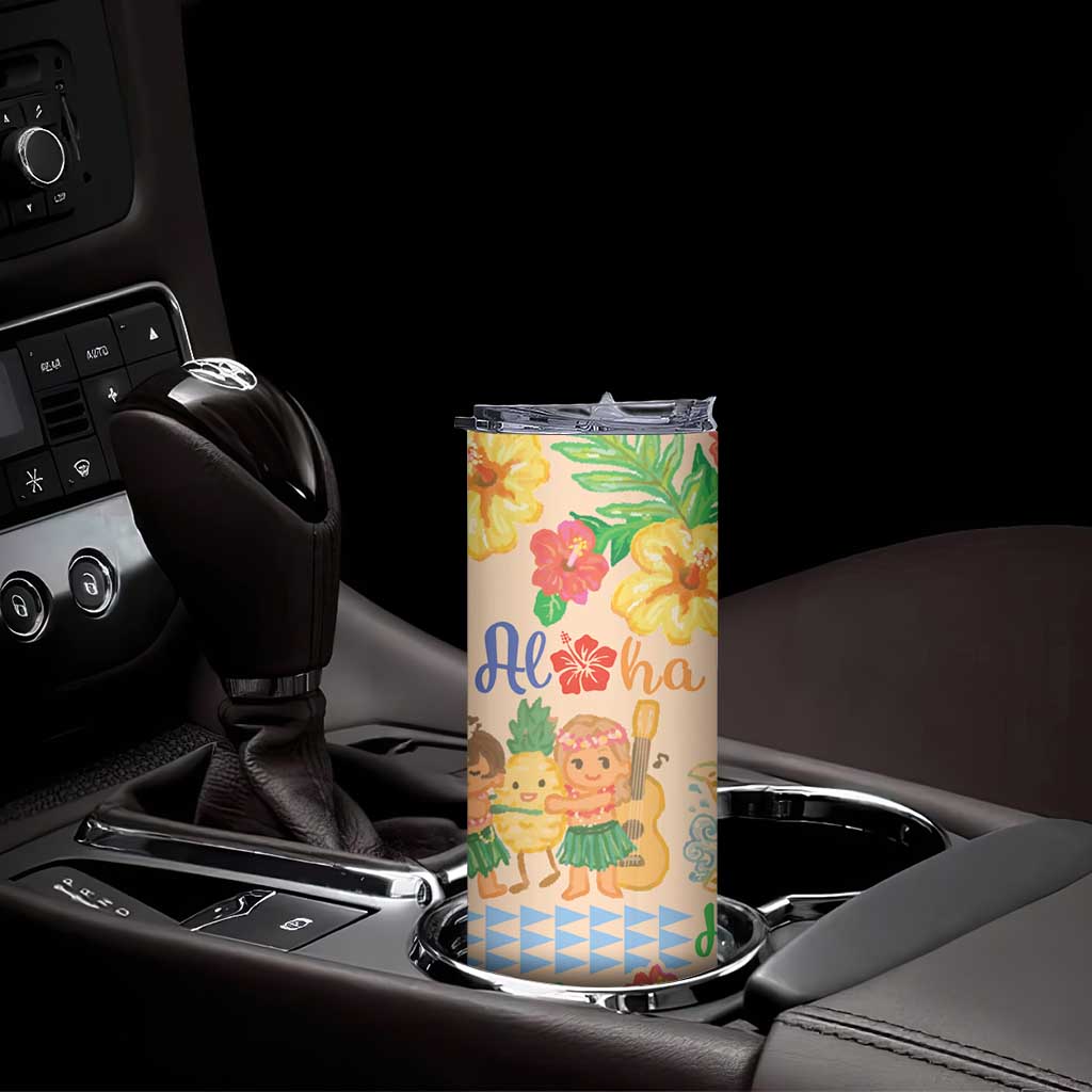 Kawaii Hula Girls Skinny Tumbler Aloha Hibiscus Flowers LT9 - Polynesian Pride